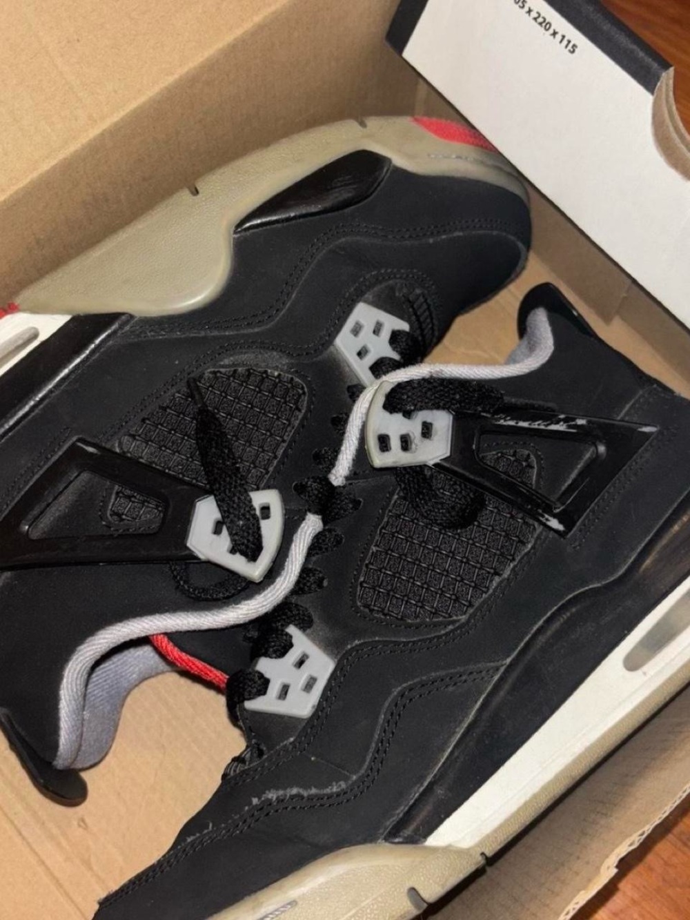 jordan bred 4 Black and Cream Athletic Sneakers 6y
